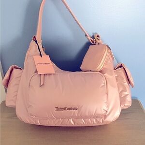New Juicy Couture Blush Baby Hobo Bag W/ Coin Purse Waterproof With Tags